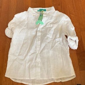 Boys sz 12 Italian white linen button down